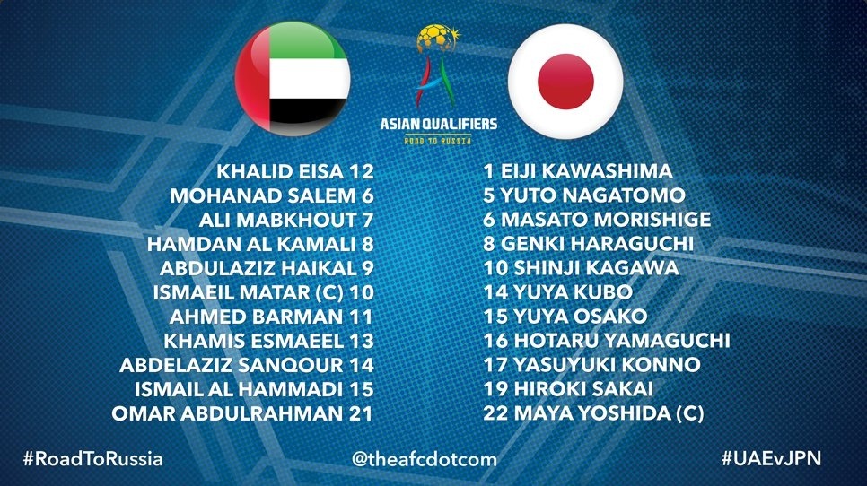 WC예선 UAE vs 일본 라인업 | 인스티즈