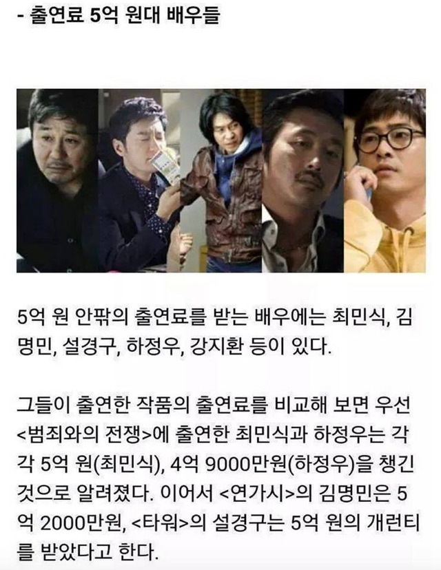 탑클래스 영화배우들 출연료.jpg | 인스티즈