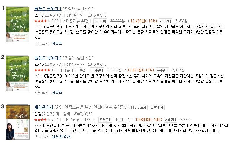 7월 넷째주 베스트셀러 소설 부문 best 10 .jpg | 인스티즈