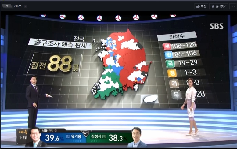SBS 출구 조사 - 전체 판세 예측 지도 | 인스티즈