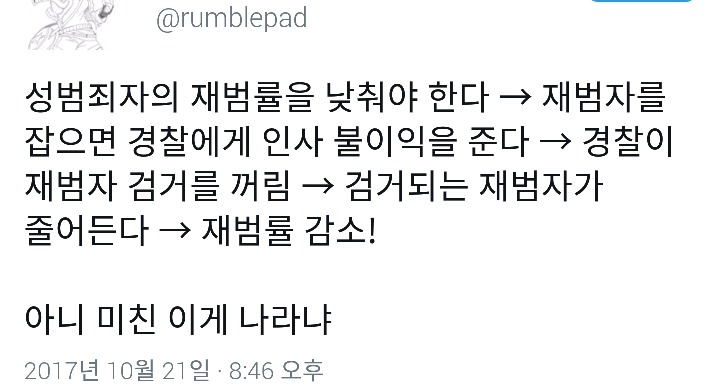 재범 이상의 성범죄자 잡으면 경찰 감점시키는 나라 대한민국 | 인스티즈