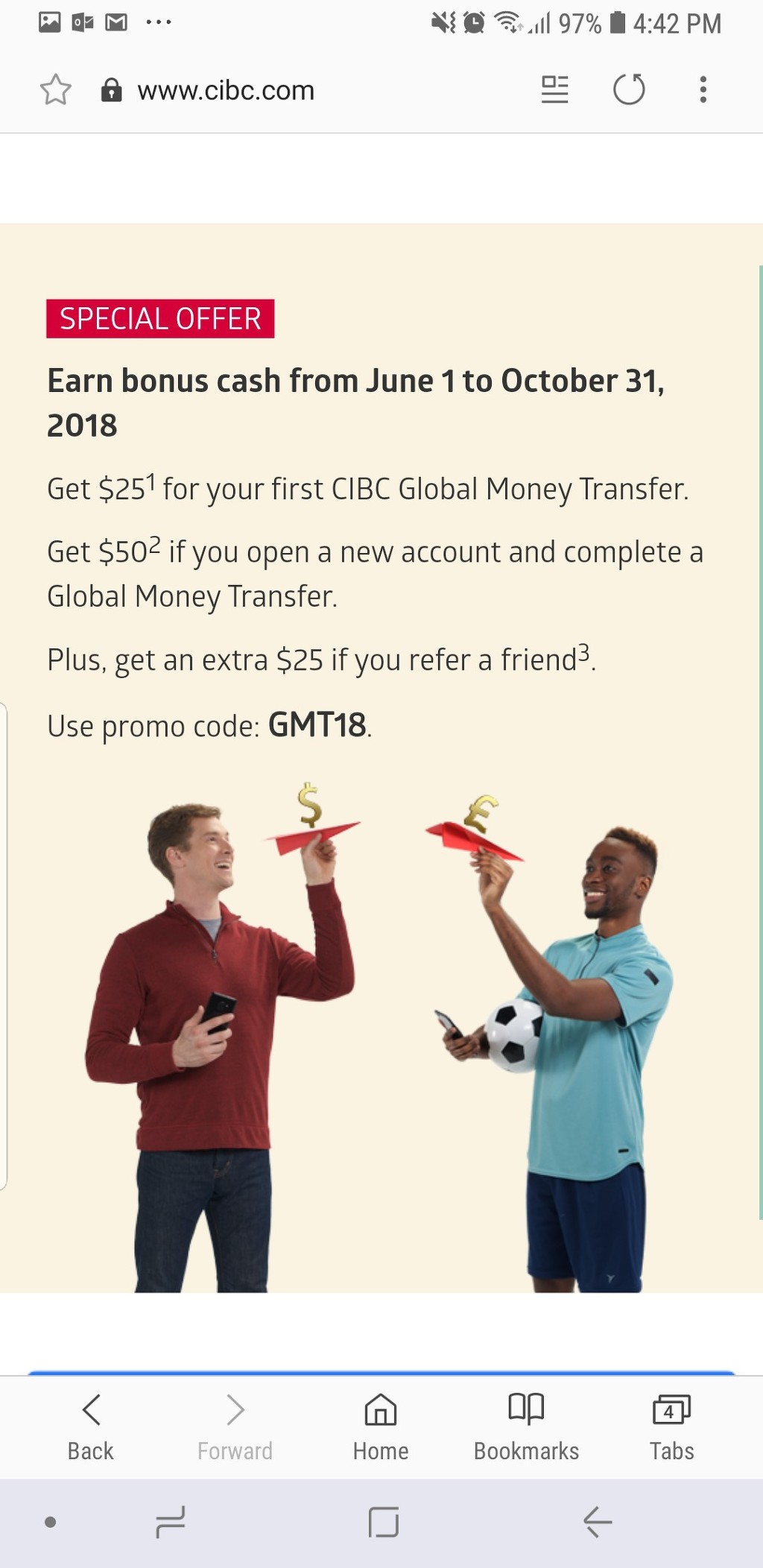 CIBC 온라인뱅킹(or 어플) 으로 캐나다 달러를 한국 은행계좌로 송금하는 법!(No 수수료 + upto $50 bonus credit)